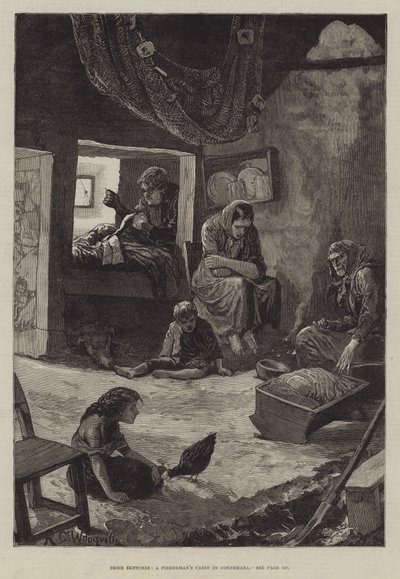 Bocetos irlandeses, una cabaña de pescador en Connemara de Richard Caton Woodville junior
